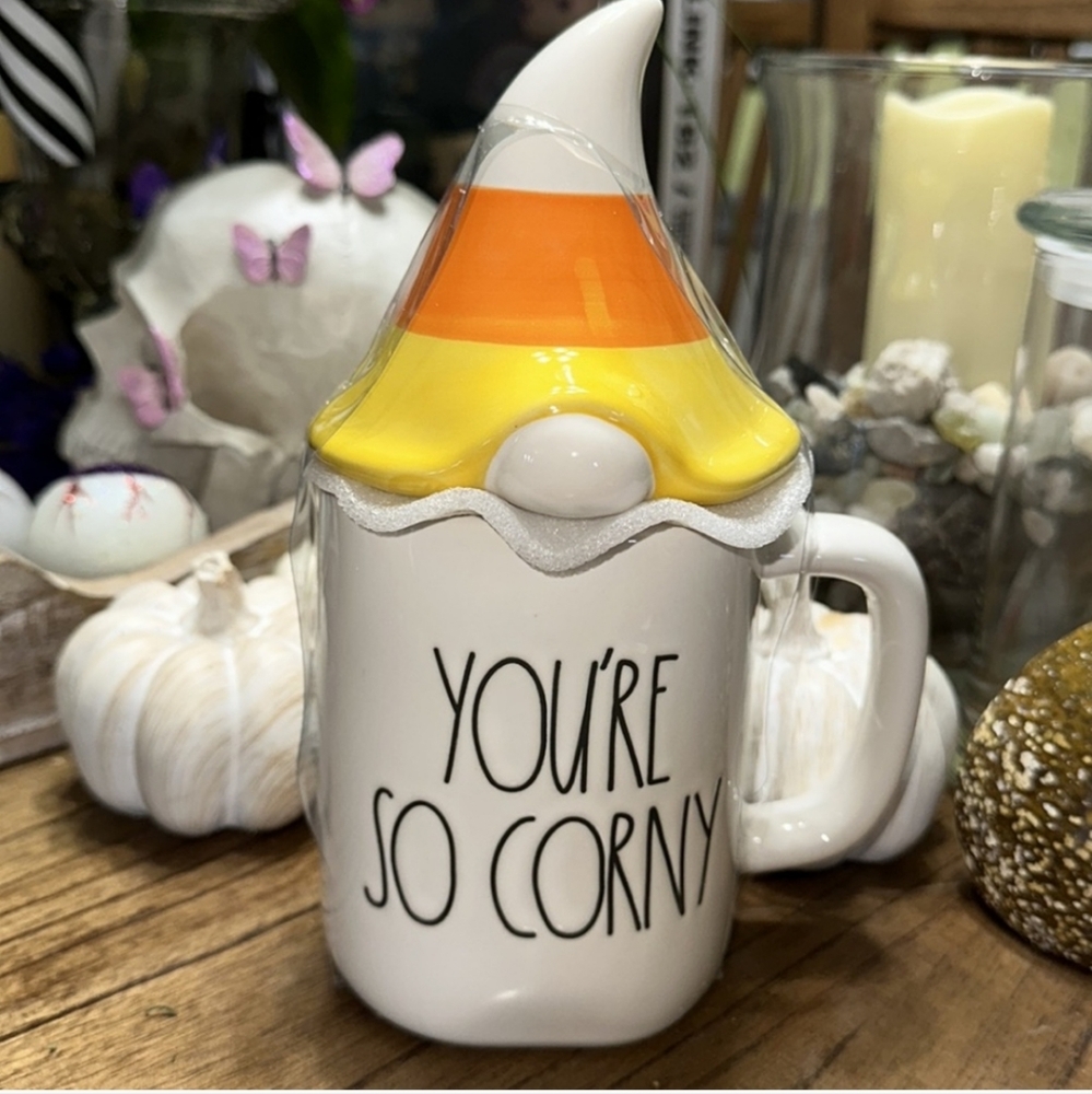 NWT Rae Dunn You're So Corny Candy corn mug with lid